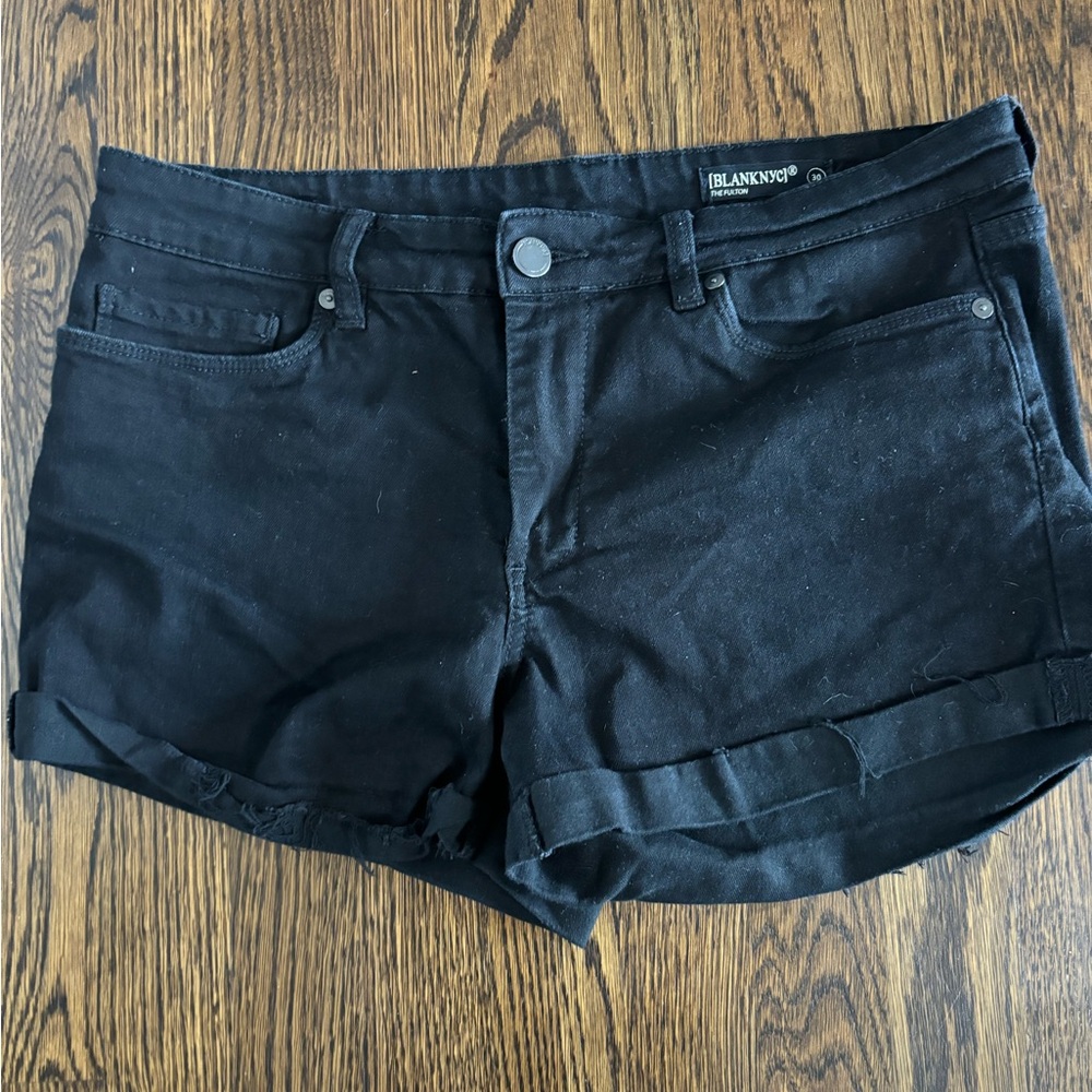 Sz 30 Blank NYC from Stitch Fix black denim shorts. Cuffed hem.